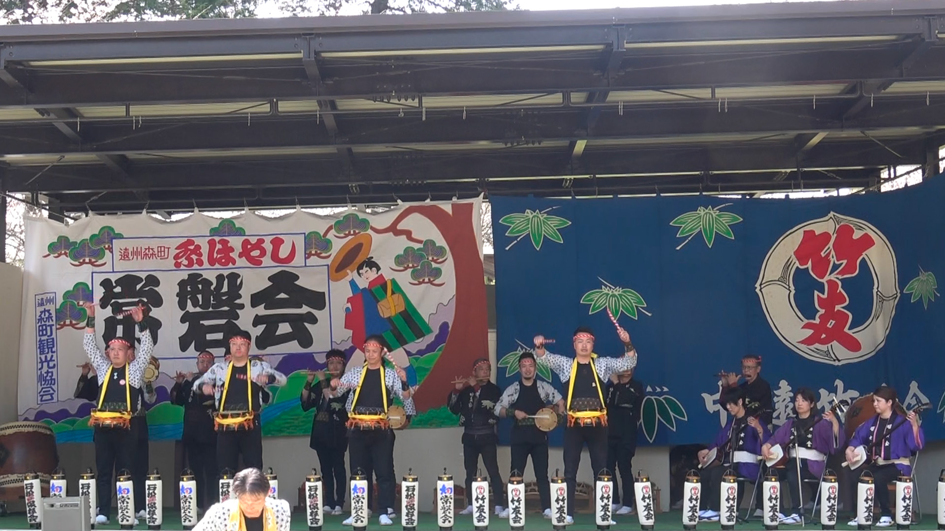 竹友会お囃子披露「道囃子：農兵節・六法・追い回し・四丁目の裏・四丁目の表」