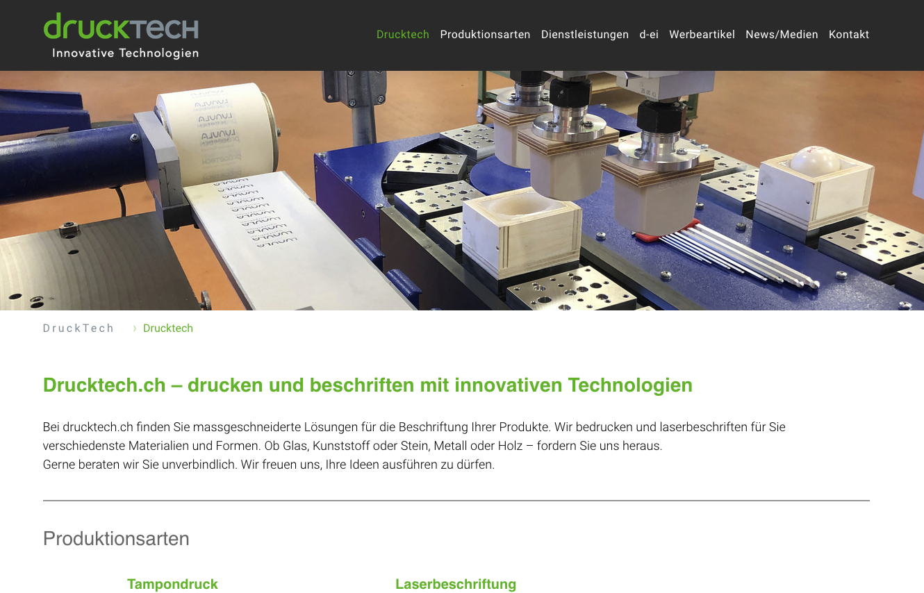 Drucktech · Tampondrucken und Lasergravieren