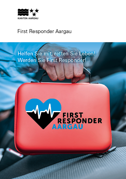 Flyer designen lassen! Beispiel: First Responder Aargau – Helfen Sie mit, retten Sie Leben!