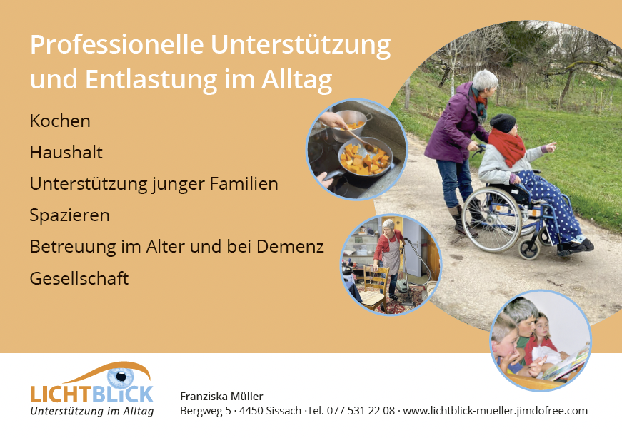 Individuelles Logo für Ihr Unternehmen vom Profi gestalten lassen. Beispiel: Lichtblick Müller Sissach – FlyerUnterstützung im Alltag