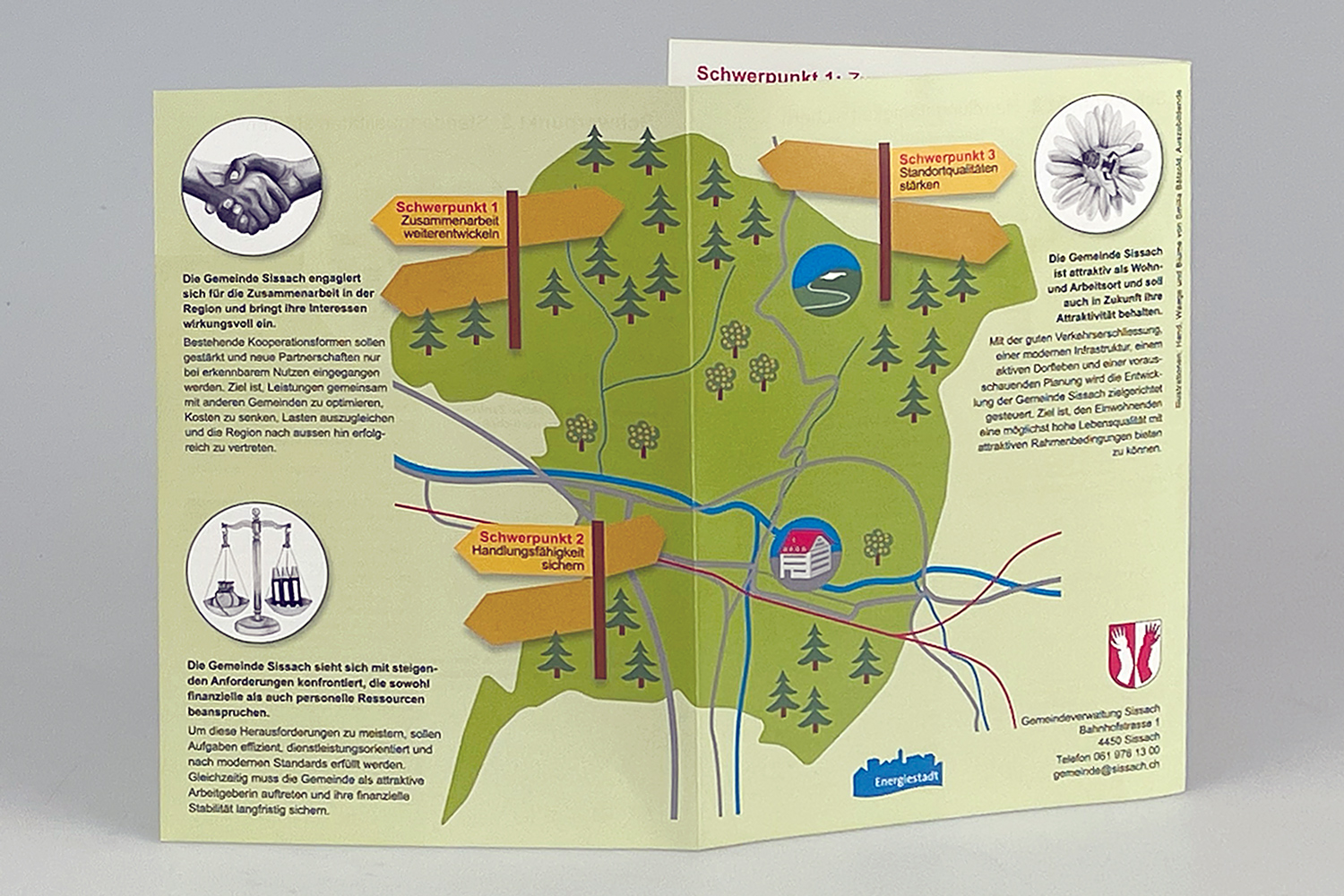 Gestaltung Illustration Gemeindegebiet für Falzflyer der Gemeinde Sissach