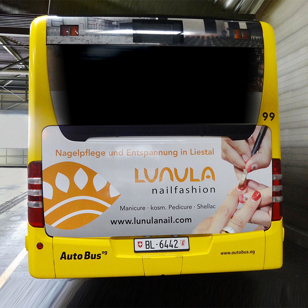 Busbeschriftung, Traffic Board, LUNULA nailfashion, Liestal