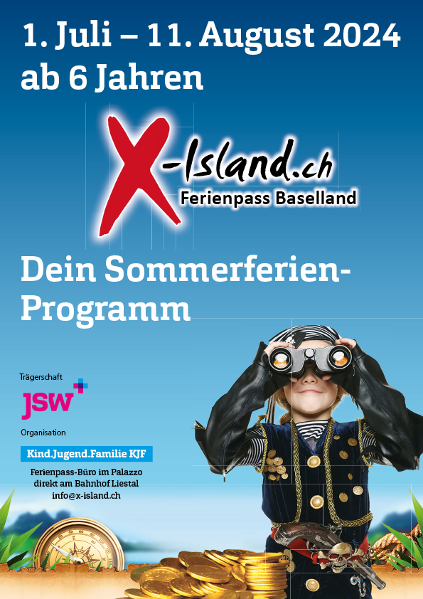 Plakatdesign X-Island Ferienpass, Region Liestal
