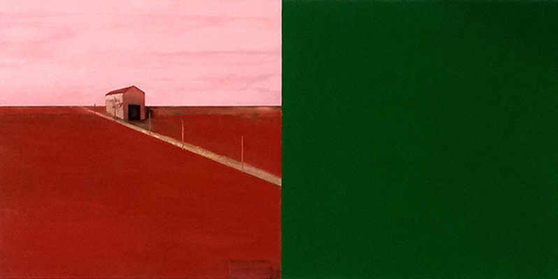 Paysage.  Acrylique et huile/toile.50/100cm.