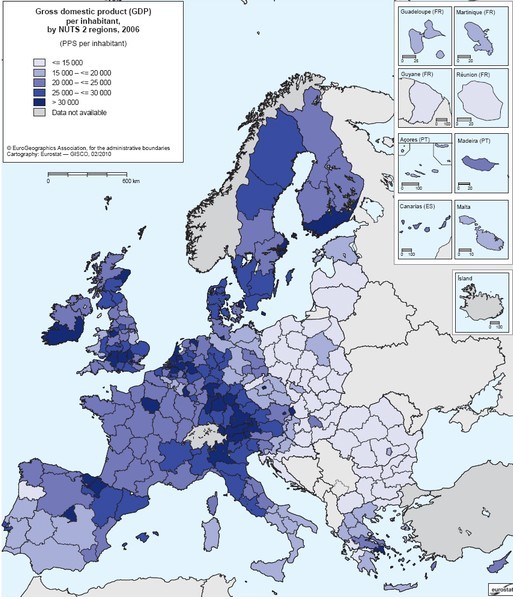 GDP REGIONAL EN EUROPA (2006).