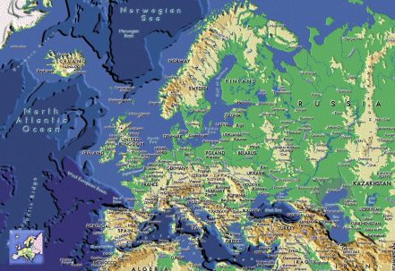 MAPA FÍSICO DE EUROPA.