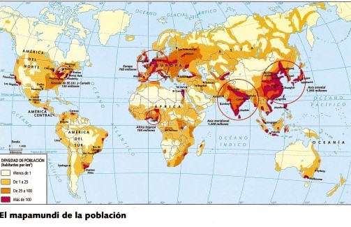 LA DISTRIBUCIÓN DE LA POBLACIÓN MUNDIAL. Mapa 2.Ekumenes y anekumenes.