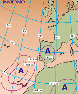 ANTICICLÓN DE LAS AZORES EN INVIERNO.