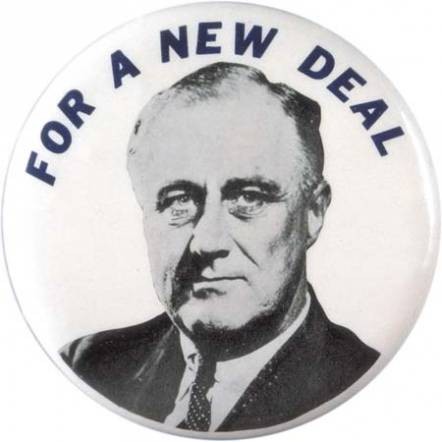 Cartel de F.D. Roosevelt anunciando el New Deal.