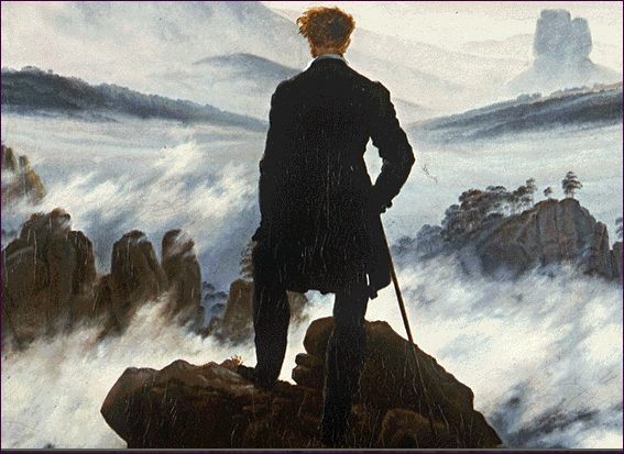 C. David Friedrich. Viajero junto al mar de niebla, detalle.