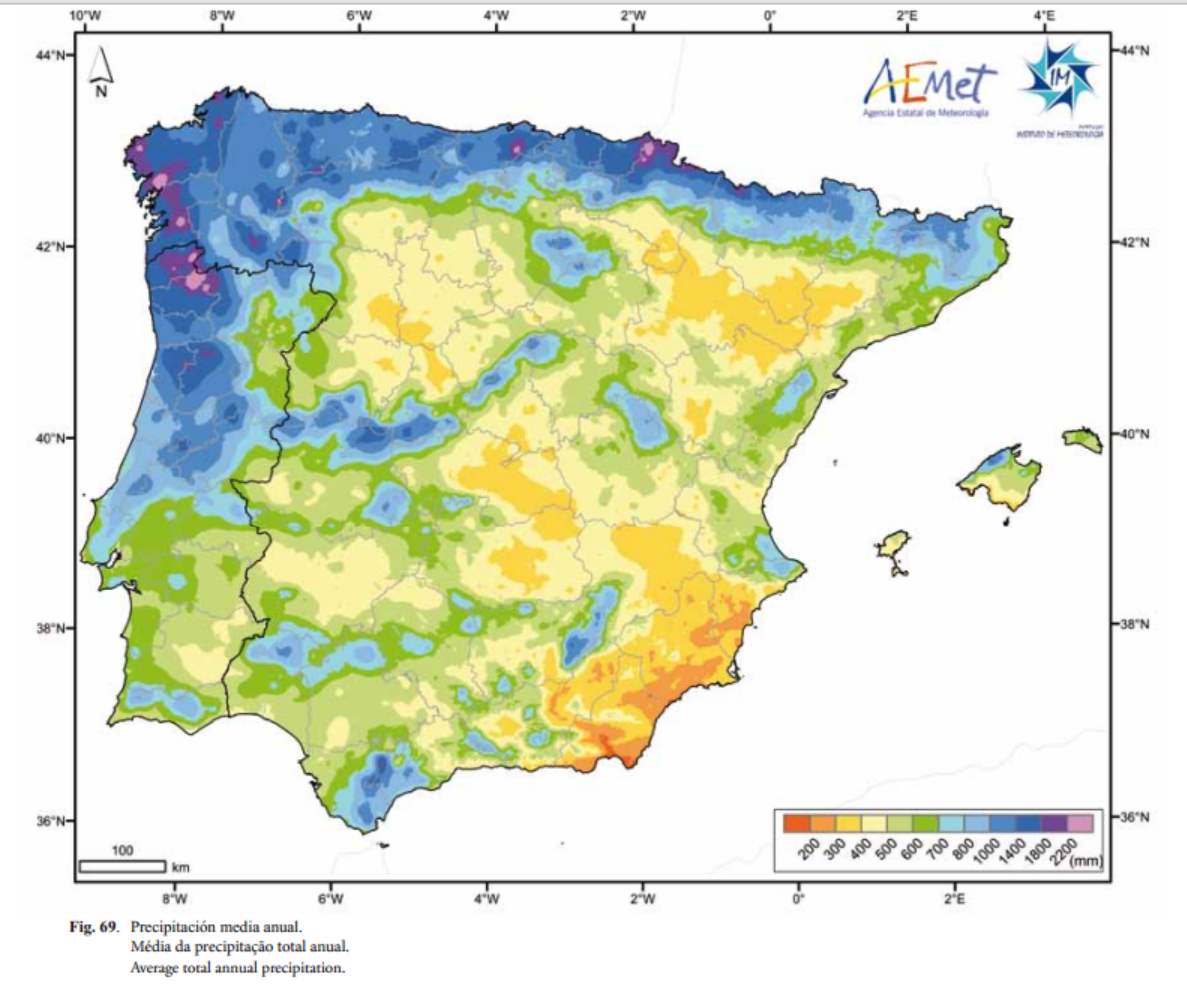 MAPA DE PRECIPITACIONES PENINSULAR.