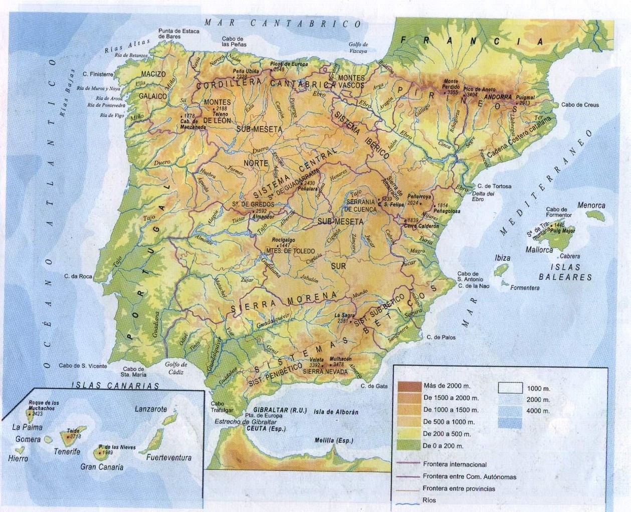 MAPA DEL RELIEVE PENINSULAR II