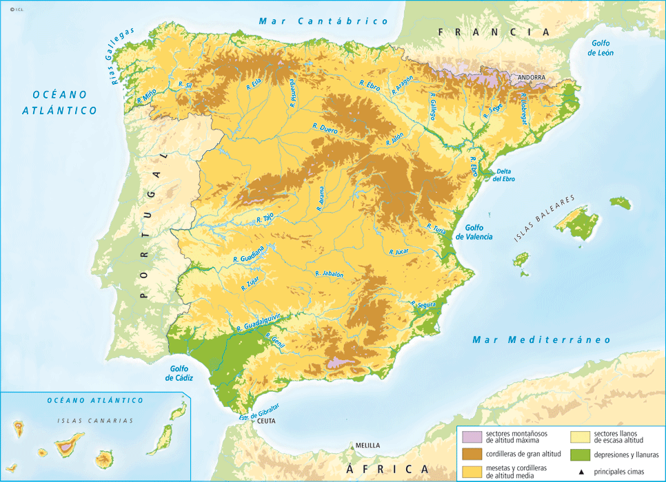 MAPA DEL RELIEVE PENINSULAR III.