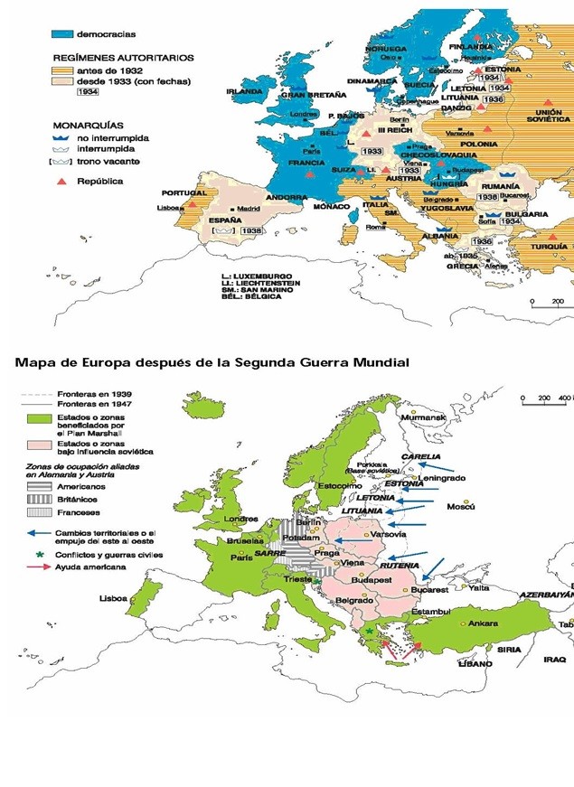 Mapas antes y después del confllicto.
