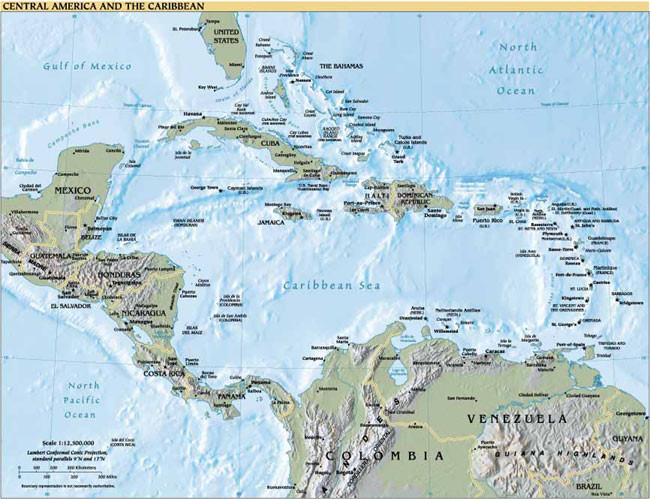 MAPA FÍSICO DE CENTROAMÉRICA.