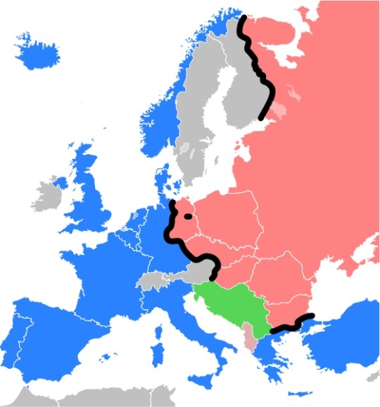 La "cortina de hierro" el la Guerra Fría.