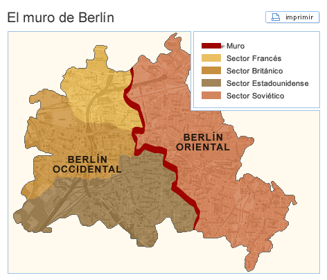 Mapa de Berlín, dividido en sectores "aliados".