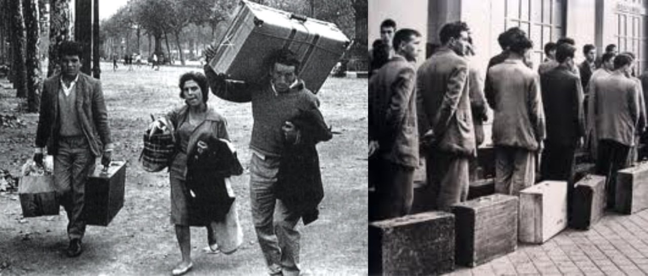 Emigrantes españoles con las maletas a cuestas...