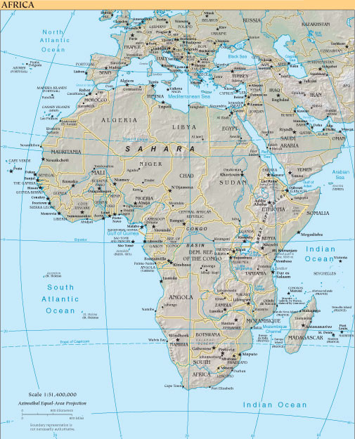 MAPA FÍSICO DE ÁFRICA.