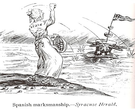 La pérdida de las últimas colonias españolas...La "artillería" española se enfrenta la poderío yanqui.