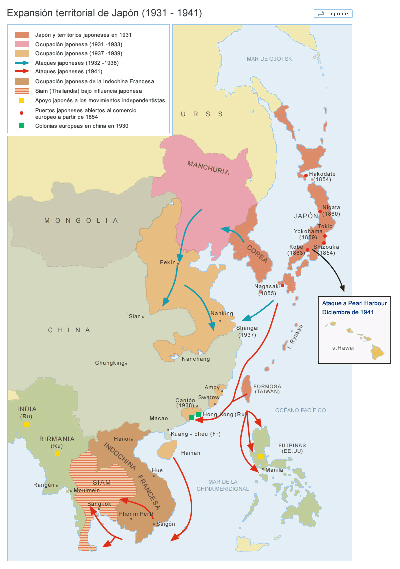 Expansionismo japonés en el Pacífico.