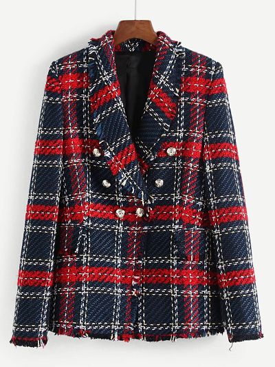 outfits tartan, outfits blazer cuadros, outfist botines, outfit oficina, estampado tartan