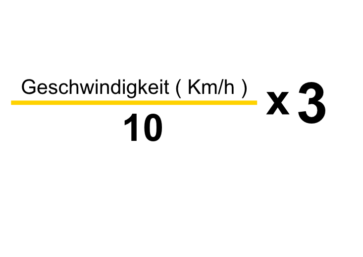 50 Km H 1 Sekunde Reaktionszeit Reaktionsweg
