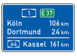 Entfernungstafel Autobahn