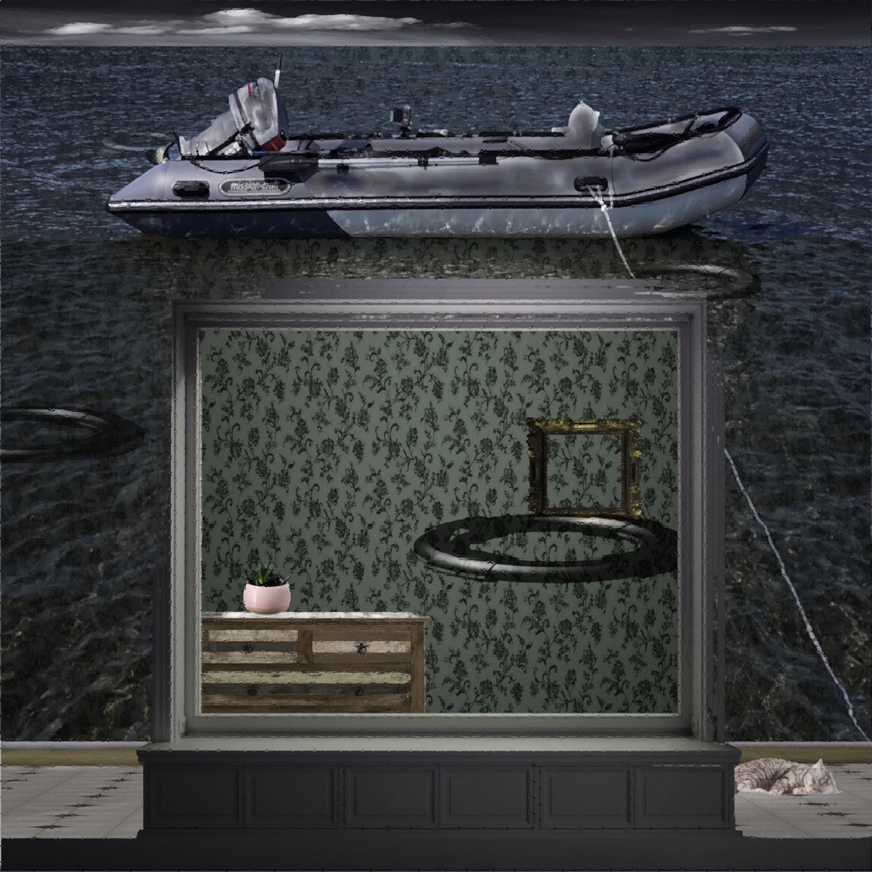 "PRIVATE SPACE (THE BOAT), 2017, 120 x 120 cm, Fotodruck.