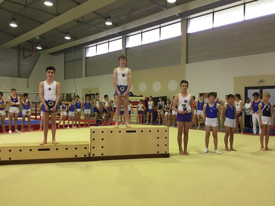 Podium Benjamins: 1er Dorian Lasserre, 2ème Léo Déchaux Beaume, 3ème Simon Gehrke tous 3 de la Jeanne d'Arc de Dax