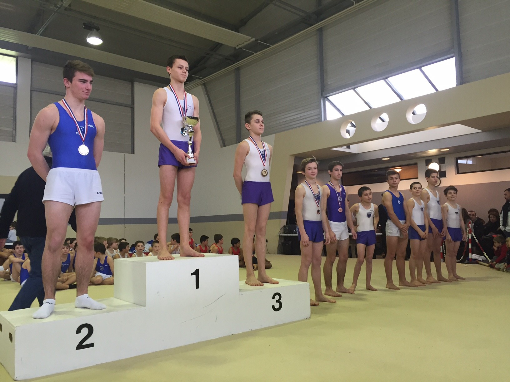 Podium Individuel Pupilles: 1er Nathan Dulouat Jeanne d'Arc de Dax, 2ème Eric Lamburre Croisés de Bayonne, 3ème Charly Dufourcq Jeanne d'Arc de Dax