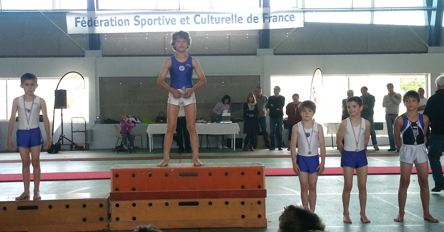 Podium individuel Poussins Pupilles: 1er Bastian Sorio UG St Paul Lès Dax, 2ème Hugo Degos Jeanne d'Arc de Dax, 3ème Paul Piau Jeanne d'Arc de Dax