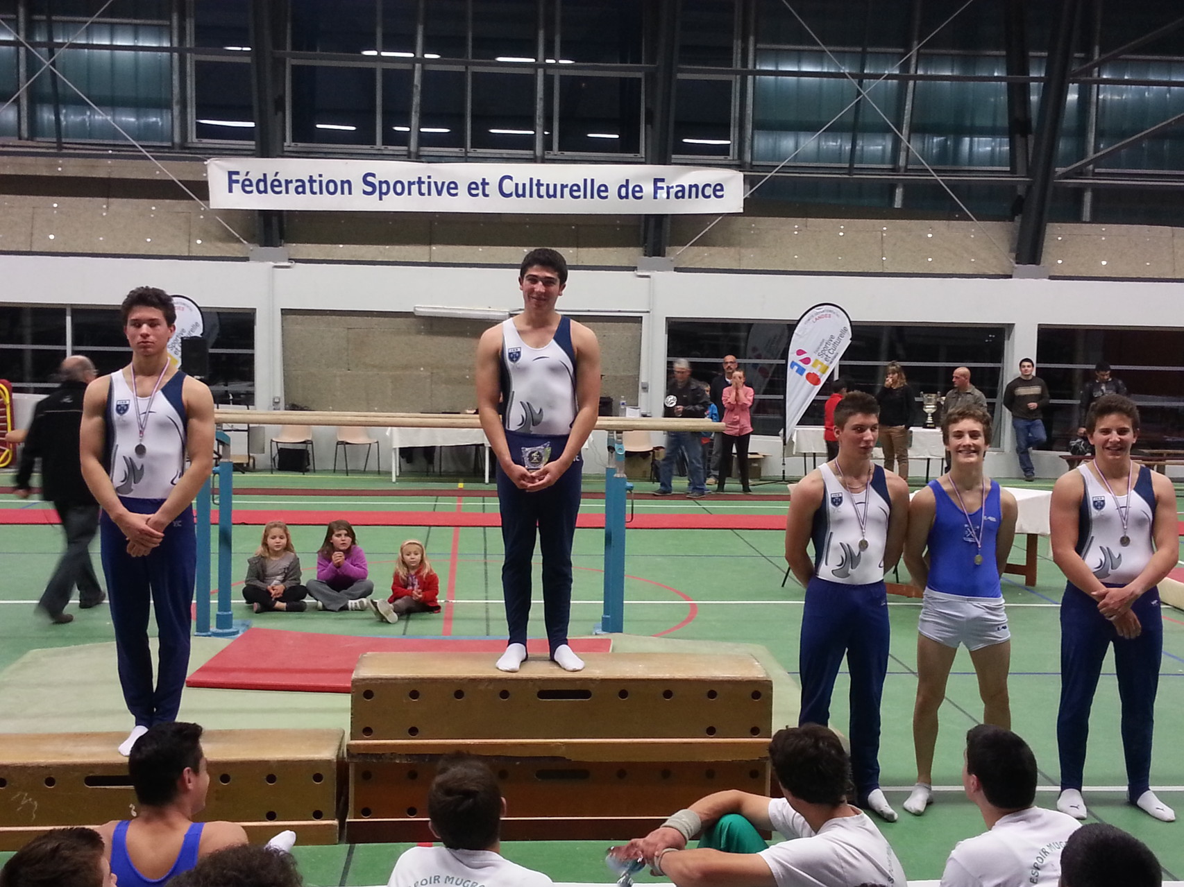 Podium Individuel Adultes Cadets: 1er Grégory Deloi, 2ème Balthazar Morera, 3ème Dorian Lottin tous 3 de la Jeanne d'Arc de Dax