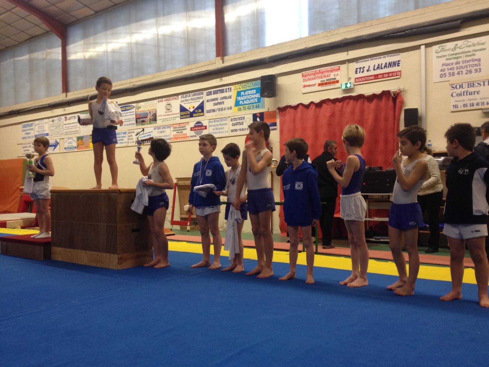 Podium Individuel Jeunes Poussins: 1er Mathias Lamoliate Jeanne d'Arc de Dax, 2ème Noé Germain Ecureuils de Soustons, 3ème Solal Morera Jeanne d'Arc de Dax