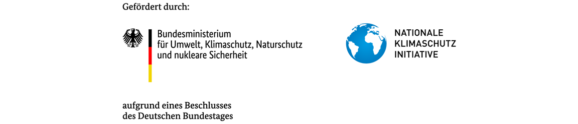 Förderlogo des Bundesministeriums für Umwelt, Naturschutz und nukleare Sicherheit (BMUV) mit Logo der Nationalen Klimaschutzinitiative (NKI) – Link zur Website klimaschutz.de