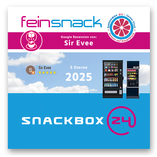 2025 - Kundenmeinung von Sir Evee fuer SNACKBOX 24 | Snackautomaten und Getränkeautomaten