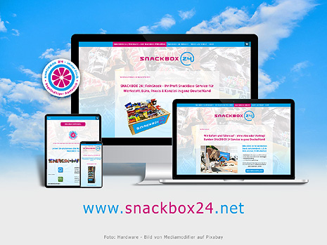 Grafik: Responsive Website www.snackbox24.net der SNACKBOX 24 | FEINSNACK, Hamburg