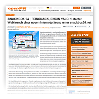 Grafik: Webscreen OPENPR der SNACKBOX 24 | FEINSNACK, Hamburg