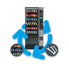 Grafik: Snack-Automat im Voll-Service von SNACKBOX24 für Firmen ab ca. 100 Mitarbeiter bis ca. 100 km Radius um Hamburg