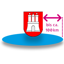 Grafik: Snack-Automat zur Miete - bis ca. 100 km Radius um Hamburg, z.B. im südlichen Schleswig-Holstein