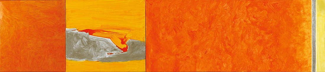 "Orange-Lounge", 50 x 245 cm, Mischtechnik auf Leinen, 2003
