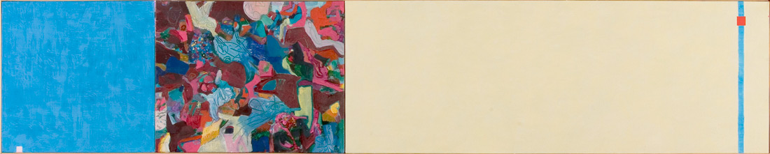 "Mangan-Lounge", 40 x 195 cm, Eitemera und Öl auf Leinen, 2003