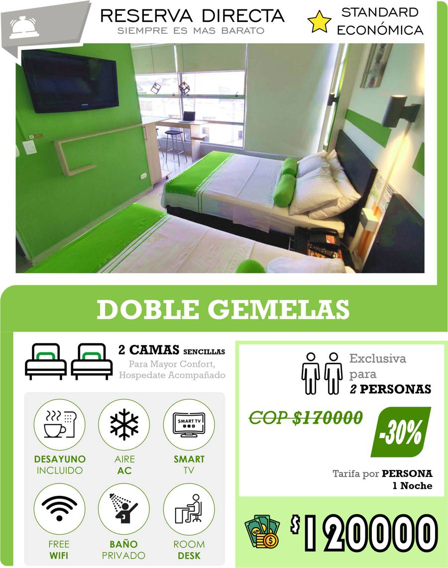 habitación twin hotel en cali