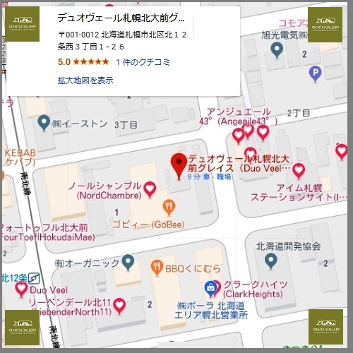 Google_Map_〒001-0012 北海道札幌市北区北12条西3丁目1-26 