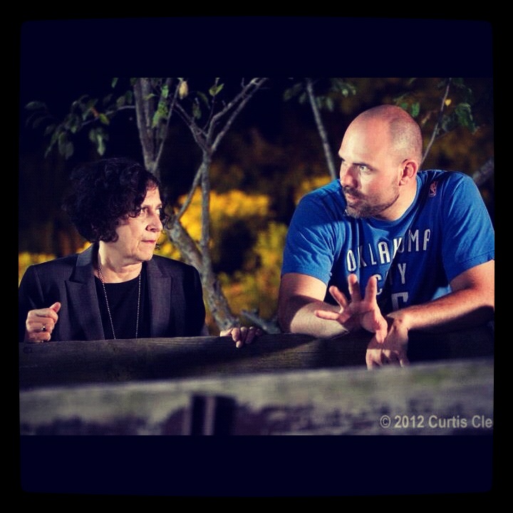 Director Tony Wash talks through a scene with Joette Waters.