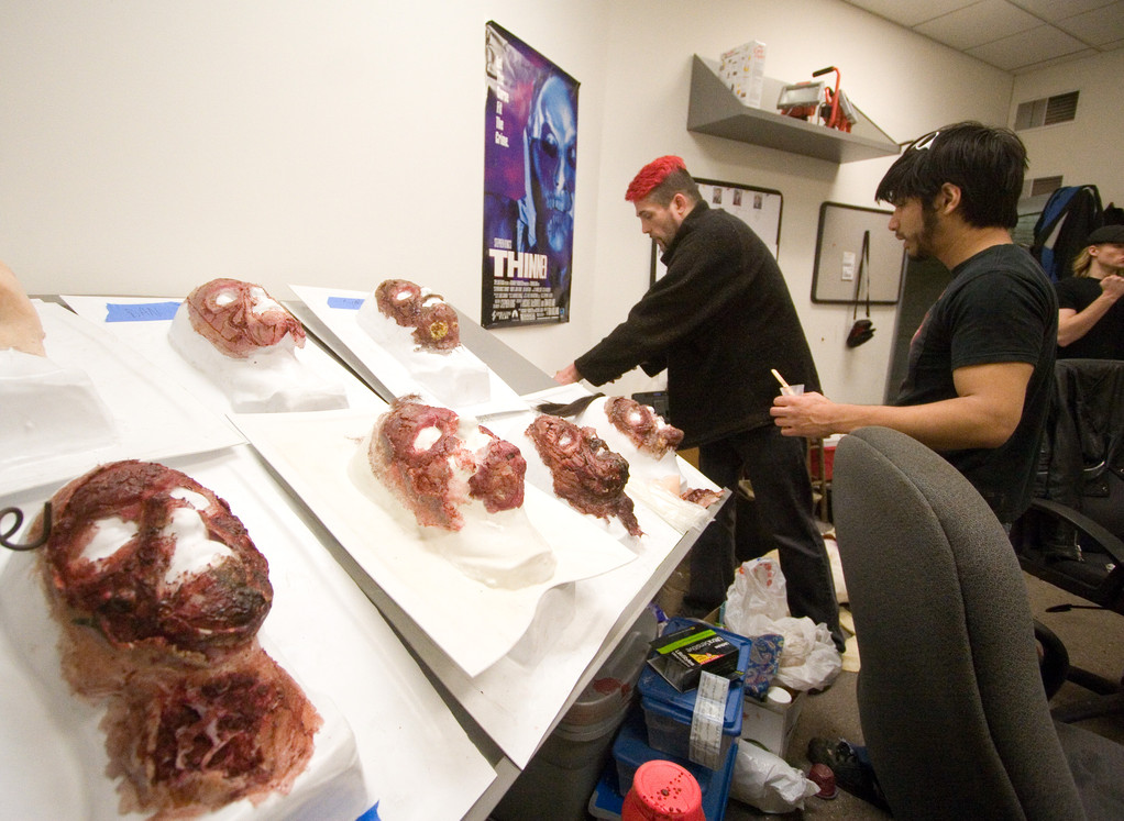 Soooooo many creature masks being prepped for our big day!