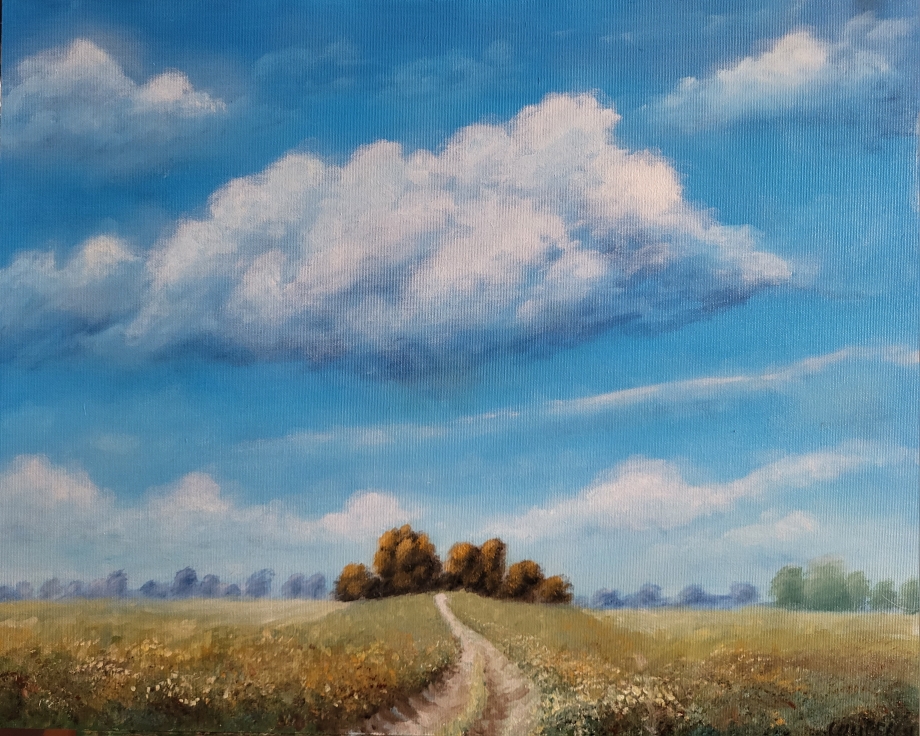 Landschap olieverf op paneel 50x60