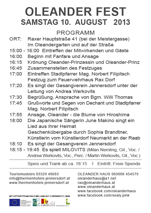 Oleander Fest 2013 Programm