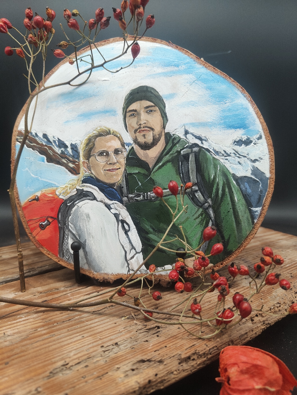 Portrait auf Baumscheibe