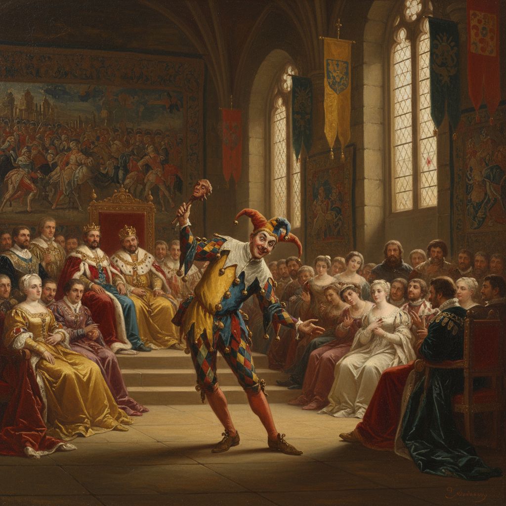 Der Hofnarr am königlichen Hof.